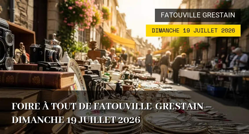 Affiche de l'événement : Foire à tout de Fatouville-Grestain – Dimanche 19 Juillet 2026