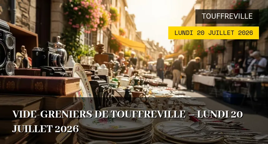 Affiche de l'événement : Vide-greniers de Touffreville – Lundi 20 Juillet 2026