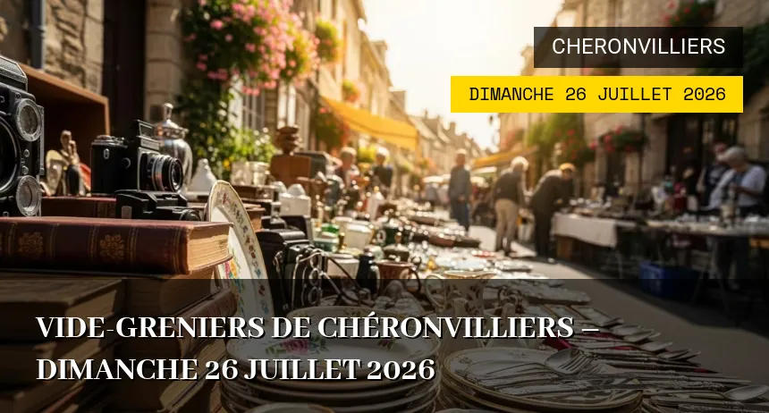 Affiche de l'événement : Vide-greniers de Chéronvilliers – Dimanche 26 Juillet 2026
