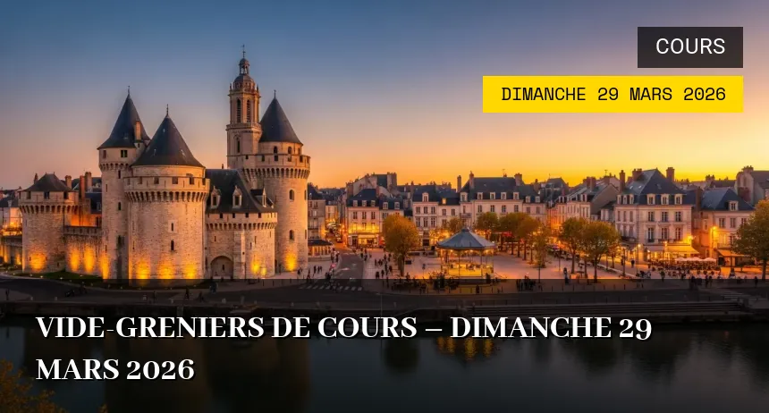 Affiche de l'événement : Vide-greniers de Cours – Dimanche 29 Mars 2026