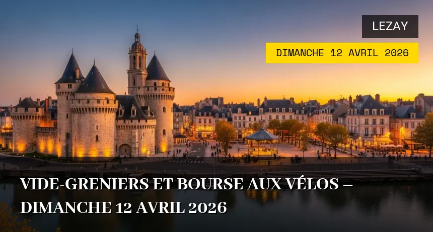 Affiche de l'événement : Vide-greniers et Bourse aux Vélos – Dimanche 12 Avril 2026