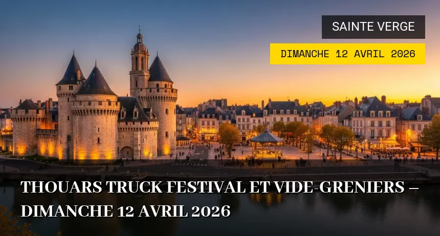 Affiche de l'événement : Thouars Truck Festival et Vide-greniers – Dimanche 12 Avril 2026