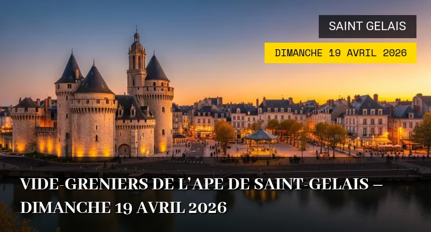 Affiche de l'événement : Vide-greniers de l&rsquo;APE de Saint-Gelais – Dimanche 19 Avril 2026