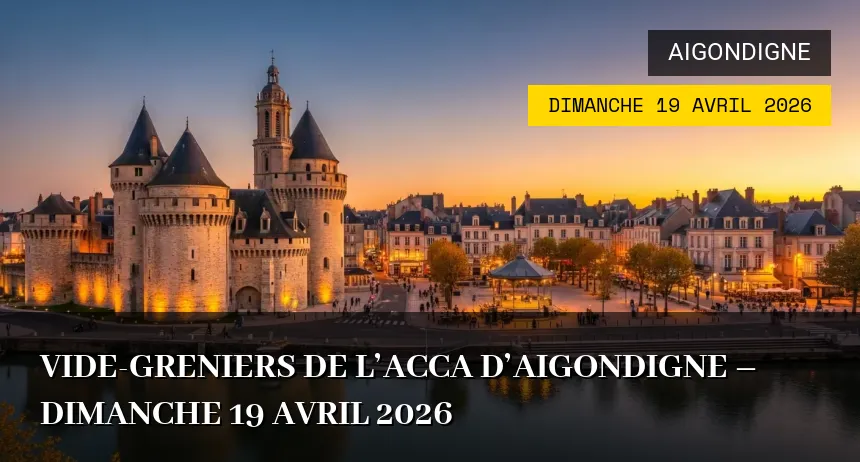 Affiche de l'événement : Vide-greniers de l&rsquo;ACCA d&rsquo;Aigondigne – Dimanche 19 Avril 2026