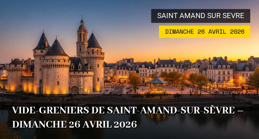 Affiche de l'événement : Vide-greniers de Saint-Amand-sur-Sèvre – Dimanche 26 Avril 2026