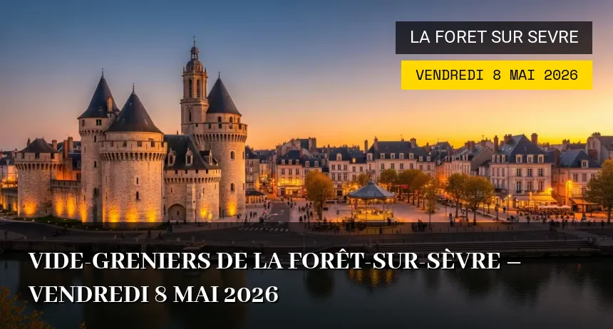 Affiche de l'événement : Vide-greniers de La Forêt-sur-Sèvre – Vendredi 8 Mai 2026
