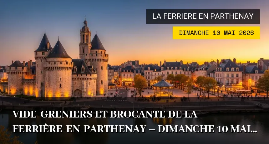 Affiche de l'événement : Vide-greniers et Brocante de La Ferrière-en-Parthenay – Dimanche 10 Mai 2026