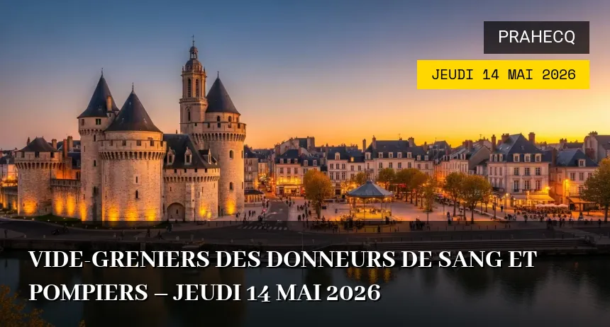 Affiche de l'événement : Vide-greniers des Donneurs de Sang et Pompiers – Jeudi 14 Mai 2026