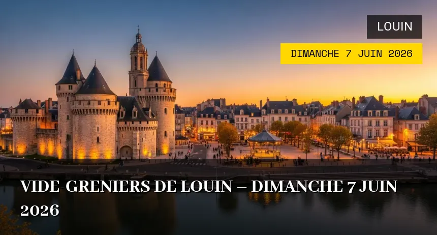 Affiche de l'événement : Vide-greniers de Louin – Dimanche 7 Juin 2026