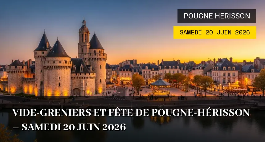 Affiche de l'événement : Vide-greniers et Fête de Pougne-Hérisson – Samedi 20 Juin 2026