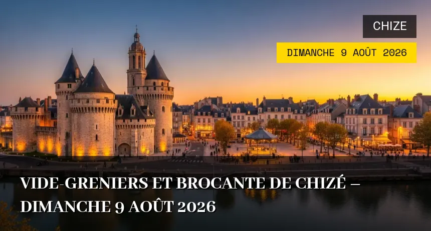 Affiche de l'événement : Vide-greniers et Brocante de Chizé – Dimanche 9 Août 2026