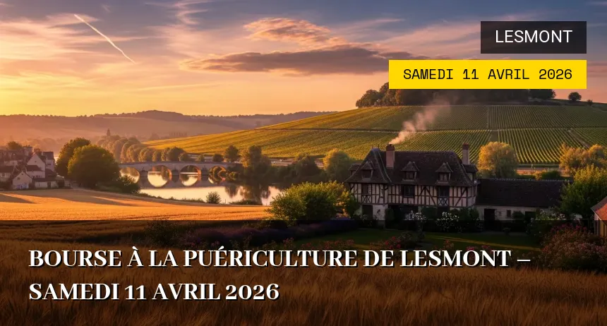 Affiche de l'événement : Bourse à la puériculture de Lesmont – Samedi 11 Avril 2026
