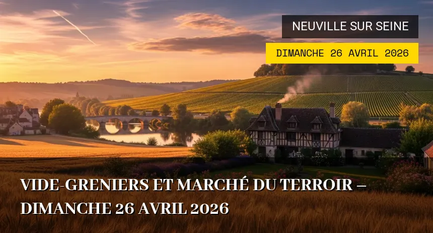 Affiche de l'événement : Vide-greniers et Marché du Terroir – Dimanche 26 Avril 2026