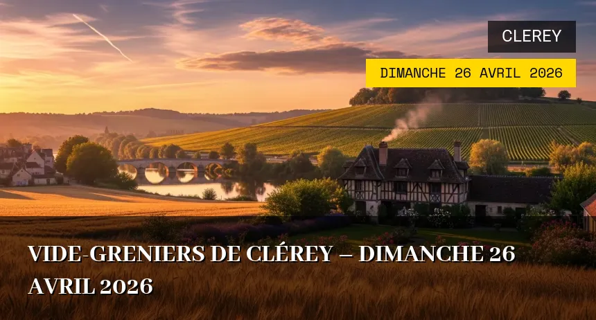 Affiche de l'événement : Vide-greniers de Clérey – Dimanche 26 Avril 2026