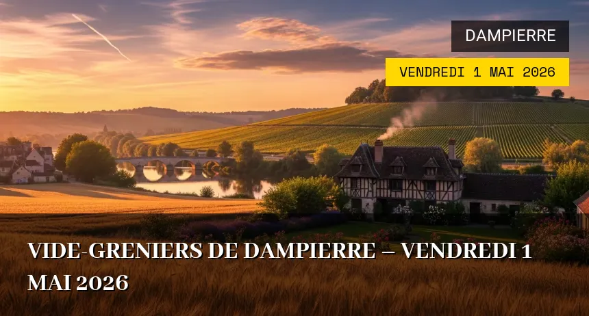 Affiche de l'événement : Vide-greniers de Dampierre – Vendredi 1 Mai 2026