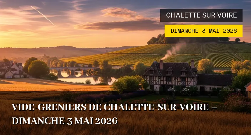 Affiche de l'événement : Vide-greniers de Chalette-sur-Voire – Dimanche 3 Mai 2026
