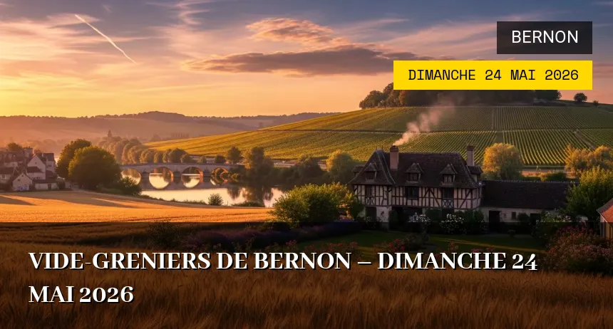 Affiche de l'événement : Vide-greniers de Bernon – Dimanche 24 Mai 2026
