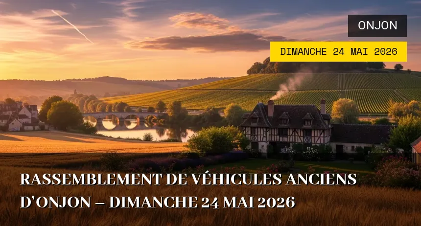 Affiche de l'événement : Rassemblement de Véhicules Anciens d&rsquo;Onjon – Dimanche 24 Mai 2026