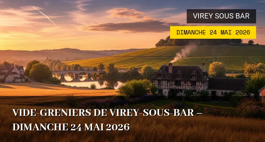 Affiche de l'événement : Vide-greniers de Virey-sous-Bar – Dimanche 24 Mai 2026