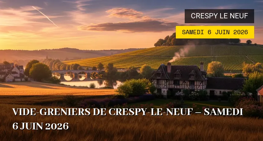 Affiche de l'événement : Vide-greniers de Crespy-le-Neuf – Samedi 6 Juin 2026
