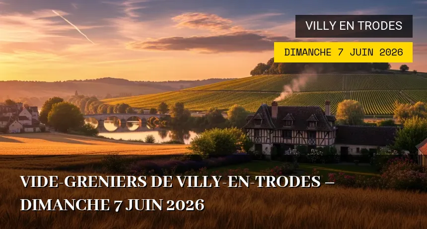 Affiche de l'événement : Vide-greniers de Villy-en-Trodes – Dimanche 7 Juin 2026