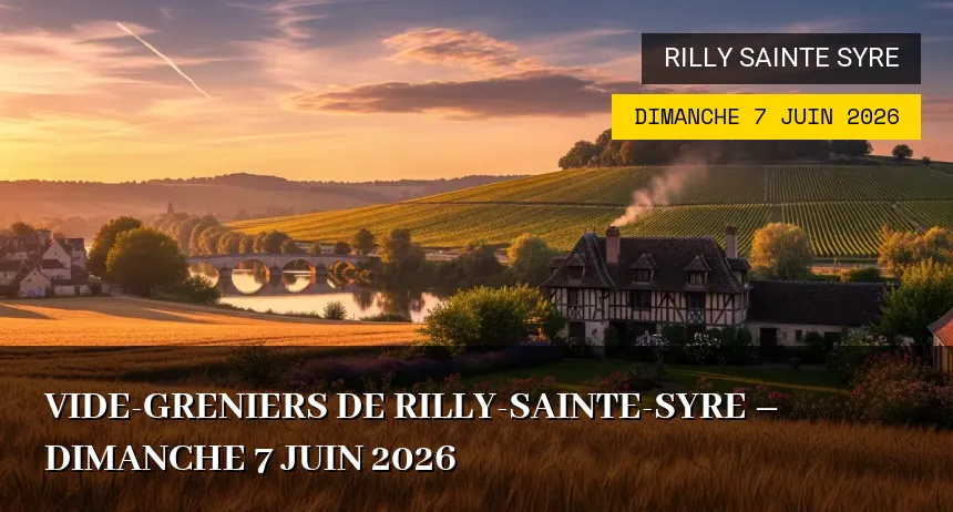 Affiche de l'événement : Vide-greniers de Rilly-Sainte-Syre – Dimanche 7 Juin 2026