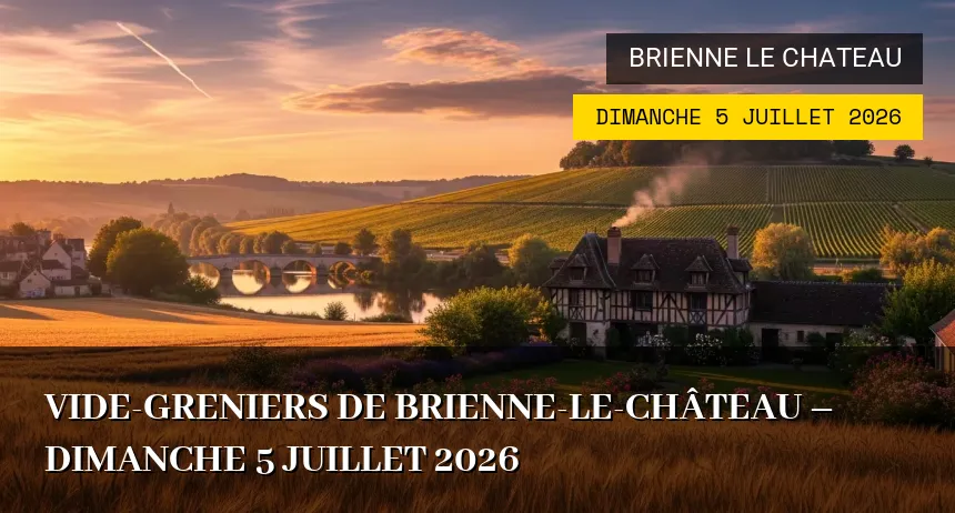 Affiche de l'événement : Vide-greniers de Brienne-le-Château – Dimanche 5 Juillet 2026