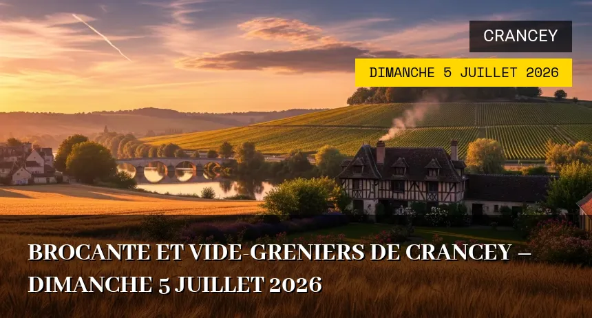 Affiche de l'événement : Brocante et vide-greniers de Crancey – Dimanche 5 Juillet 2026