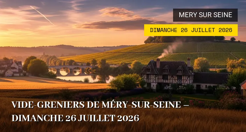 Affiche de l'événement : Vide-greniers de Méry-sur-Seine – Dimanche 26 Juillet 2026