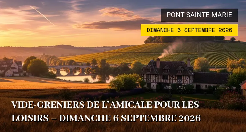 Affiche de l'événement : Vide-greniers de l&rsquo;Amicale pour les Loisirs – Dimanche 6 Septembre 2026