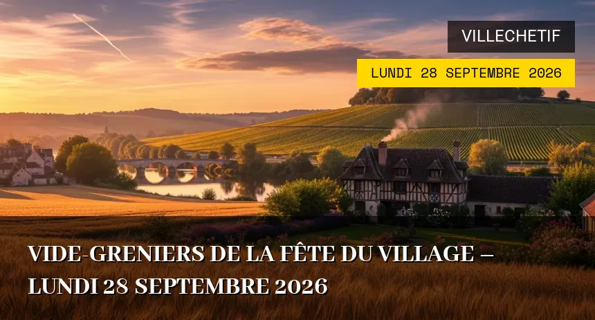 Affiche de l'événement : Vide-greniers de la Fête du Village – Lundi 28 Septembre 2026