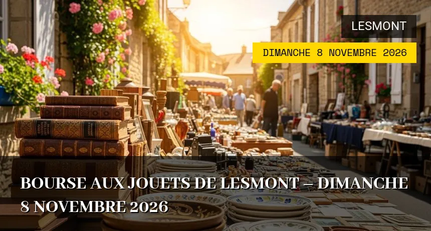 Affiche de l'événement : Bourse aux jouets de Lesmont – Dimanche 8 Novembre 2026