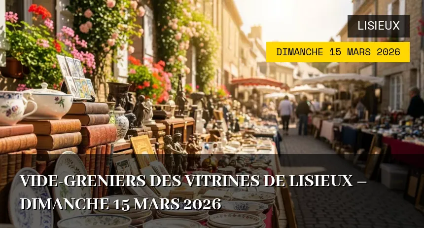 Affiche de l'événement : Vide-greniers des Vitrines de Lisieux – Dimanche 15 Mars 2026
