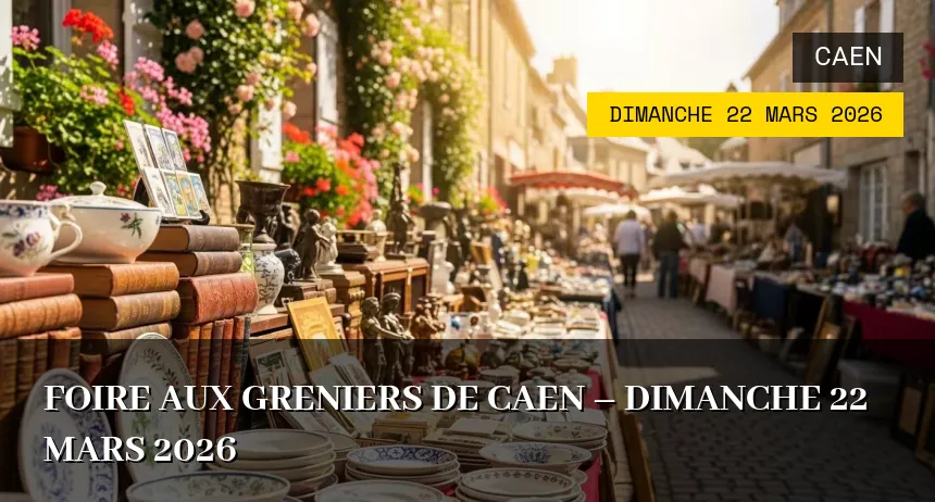 Affiche de l'événement : Foire aux Greniers de Caen – Dimanche 22 Mars 2026
