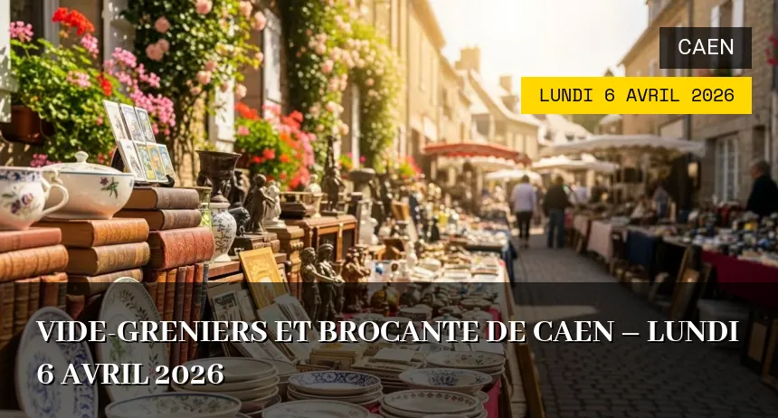 Affiche de l'événement : Vide-greniers et Brocante de Caen – Lundi 6 Avril 2026