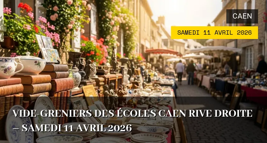 Affiche de l'événement : Vide-greniers des écoles Caen Rive droite – Samedi 11 Avril 2026