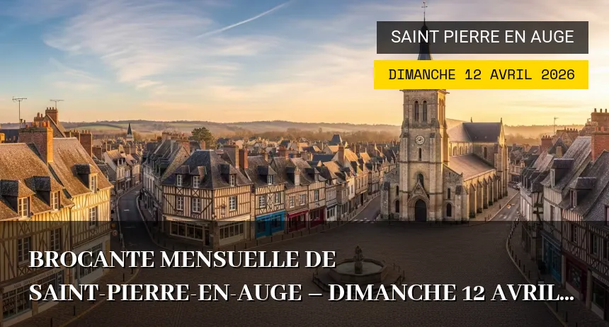Affiche de l'événement : Brocante mensuelle de Saint-Pierre-en-Auge – Dimanche 12 Avril 2026
