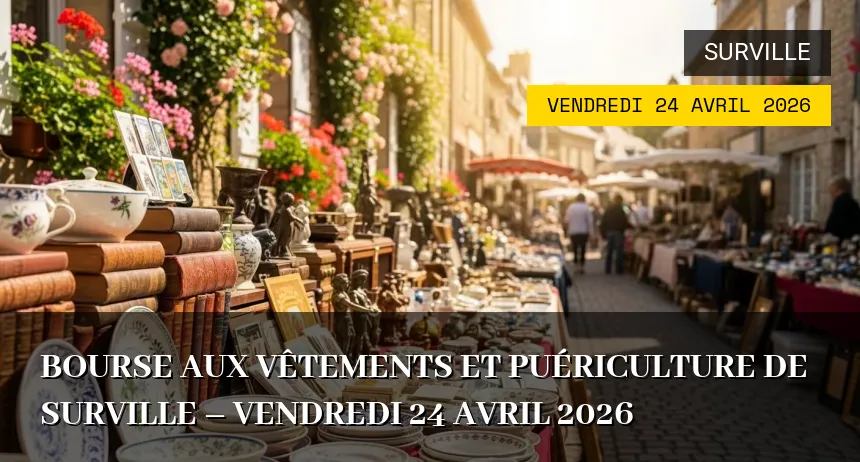 Affiche de l'événement : Bourse aux vêtements et puériculture de Surville – Vendredi 24 Avril 2026