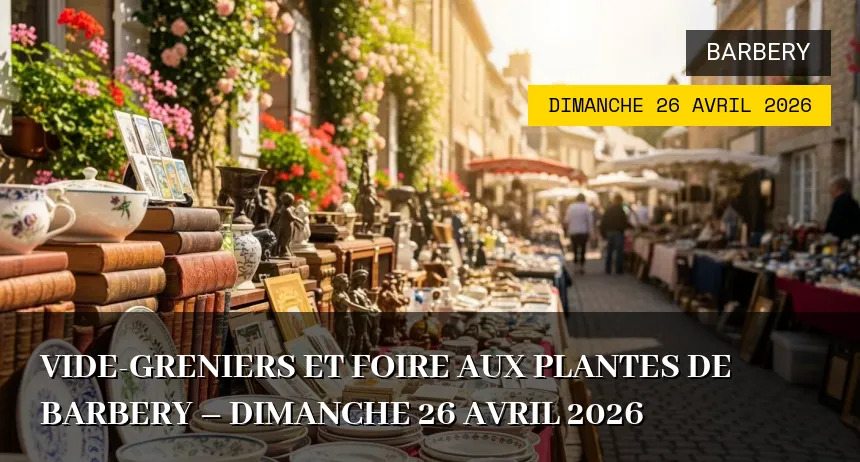 Affiche de l'événement : Vide-greniers et Foire aux Plantes de Barbery – Dimanche 26 Avril 2026