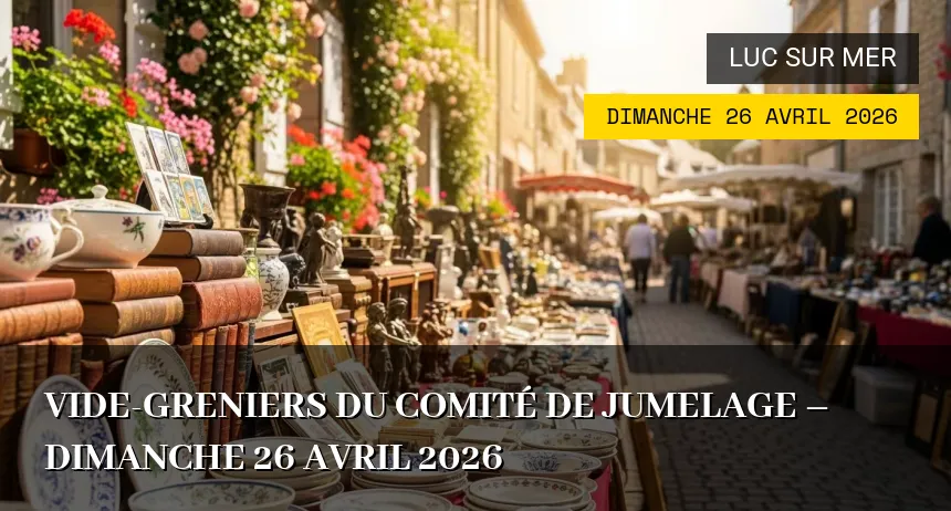Affiche de l'événement : Vide-greniers du Comité de Jumelage – Dimanche 26 Avril 2026