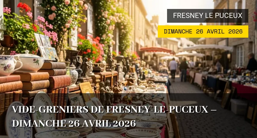 Affiche de l'événement : Vide-greniers de Fresney-le-Puceux – Dimanche 26 Avril 2026