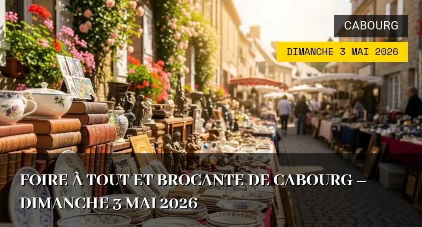Affiche de l'événement : Foire à tout et Brocante de Cabourg – Dimanche 3 Mai 2026