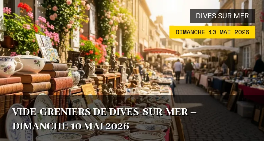 Affiche de l'événement : Vide-greniers de Dives-sur-Mer – Dimanche 10 Mai 2026