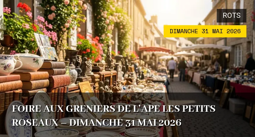 Affiche de l'événement : Foire aux greniers de l&rsquo;APE les Petits Roseaux – Dimanche 31 Mai 2026