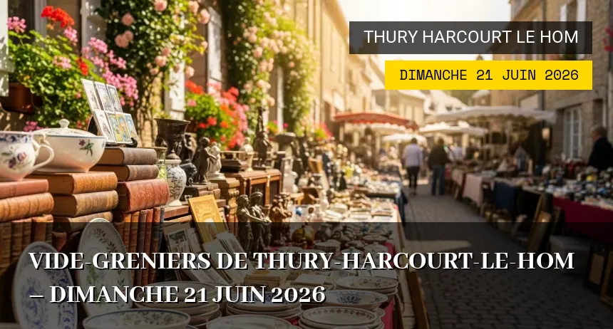 Affiche de l'événement : Vide-greniers de Thury-Harcourt-le-Hom – Dimanche 21 Juin 2026