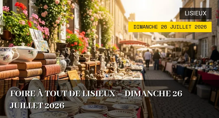 Affiche de l'événement : Foire à tout de Lisieux – Dimanche 26 Juillet 2026