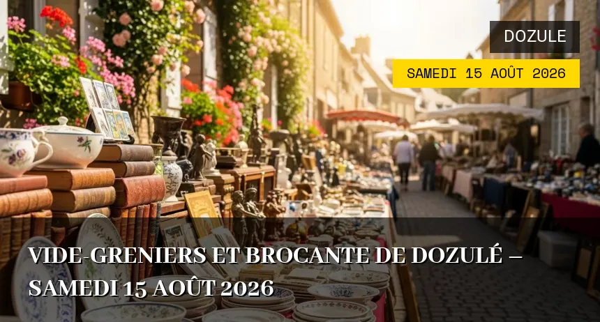 Affiche de l'événement : Vide-greniers et Brocante de Dozulé – Samedi 15 Août 2026