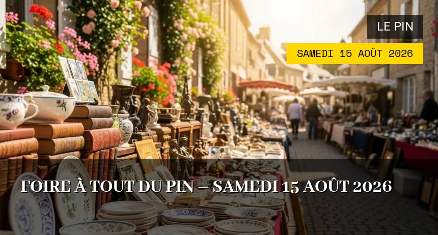 Affiche de l'événement : Foire à tout du Pin – Samedi 15 Août 2026