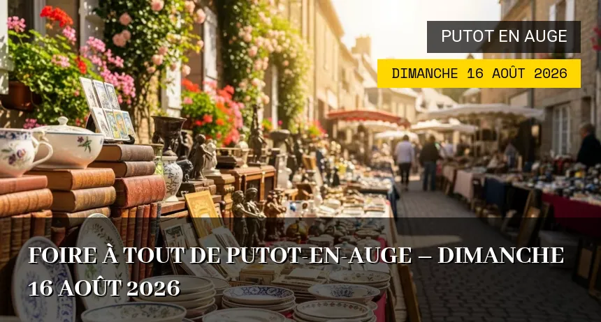Affiche de l'événement : Foire à tout de Putot-en-Auge – Dimanche 16 Août 2026