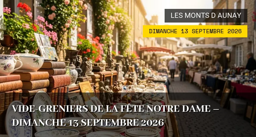Affiche de l'événement : Vide-greniers de la Fête Notre Dame – Dimanche 13 Septembre 2026